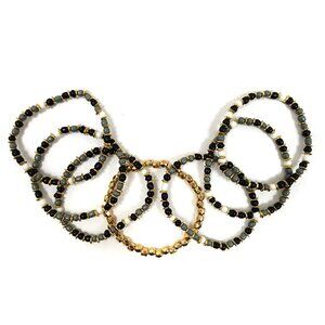 Black and Gold Beaded Bracelet Set